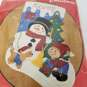 Frosty Snowman Stocking Felt Kit Bucilla 33187 Applique Christmas 1991 Holiday